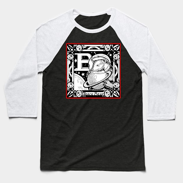 B is For Bear - Red Outlined Design Baseball T-Shirt by Nat Ewert Art